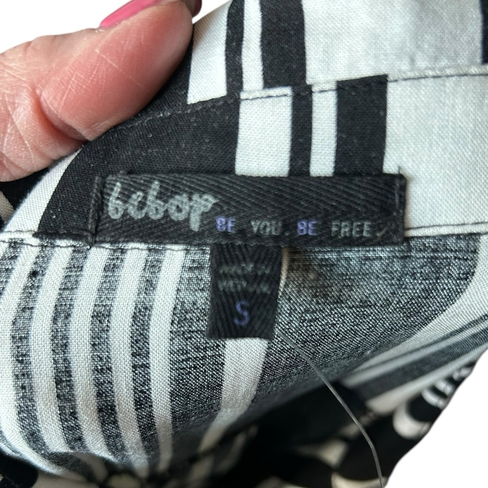 Bebop Black and White Striped Button Down Jumpsuit S - Picture 12 of 13